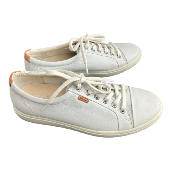 Ecco Soft 7 Women's White Soft Supple Leather Lace-up Sneakers US Size 9 - Picture 1 of 7